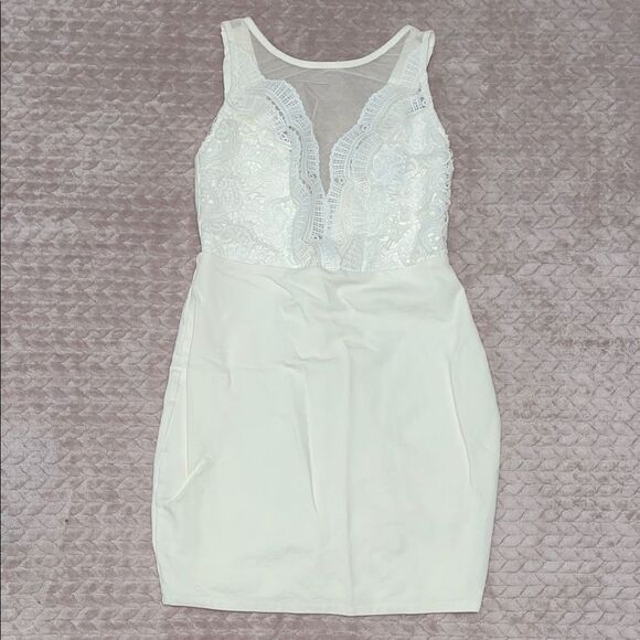 Lulus Dresses & Skirts - Lulu's White Coquina Mesh Sleeveless Women’s Bodycon Mini Dress